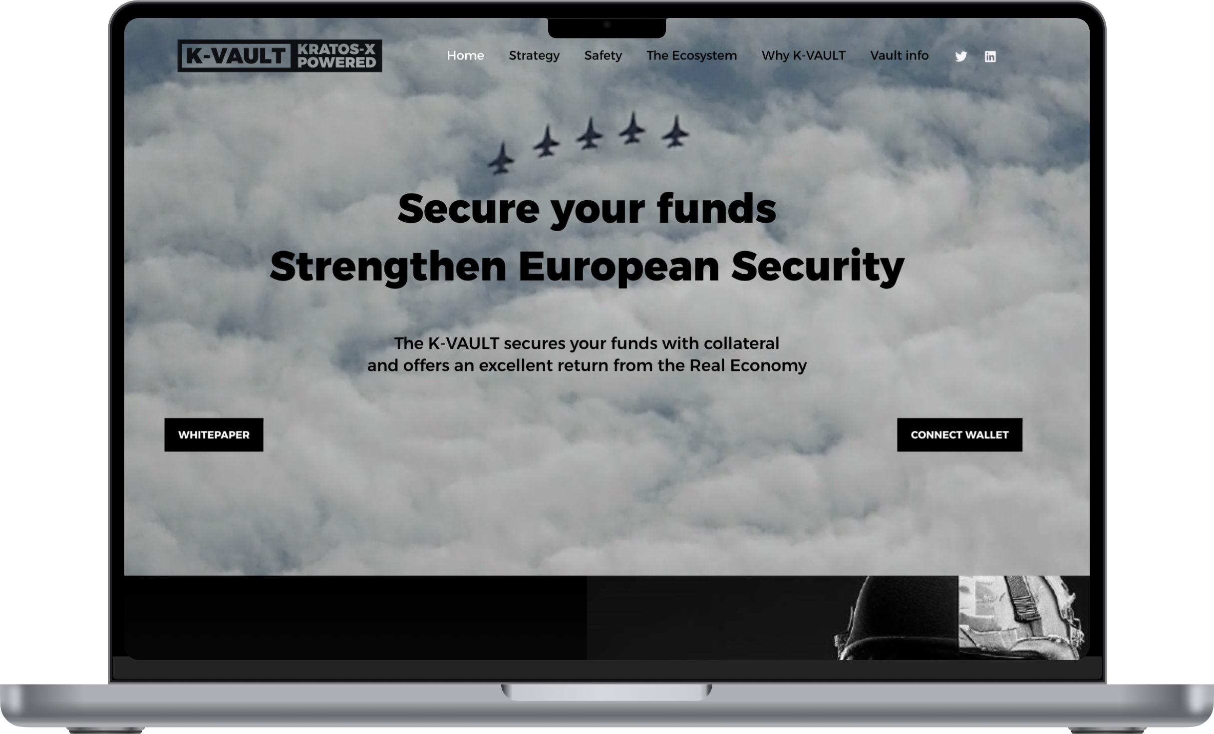 K-Vault website on a laptop